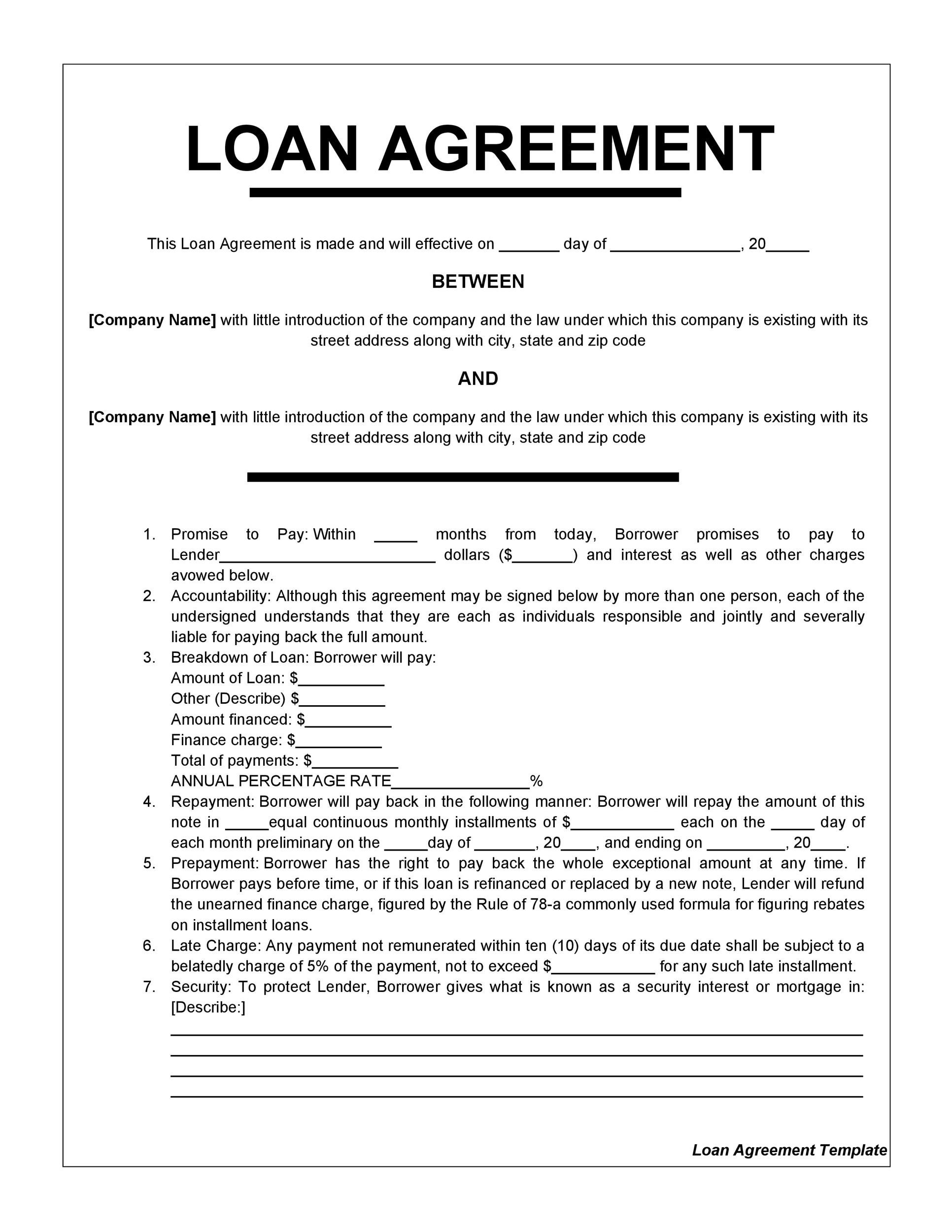 Free Printable Employee Loan Agreement