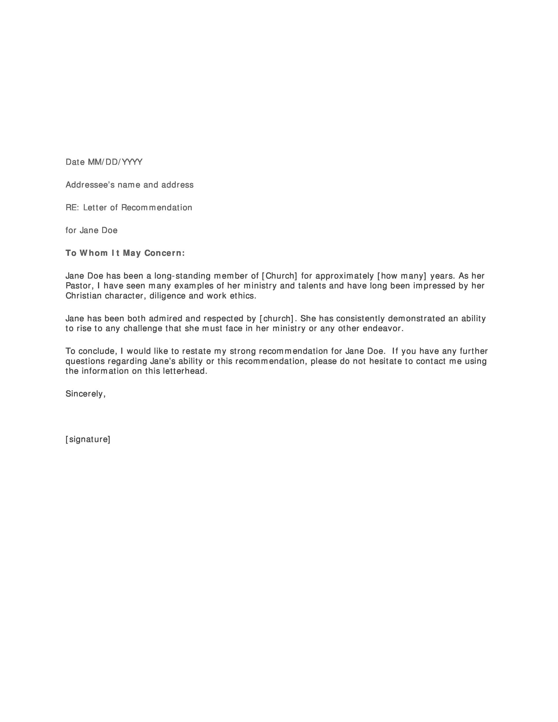 43 FREE Letter Of Recommendation Templates Samples