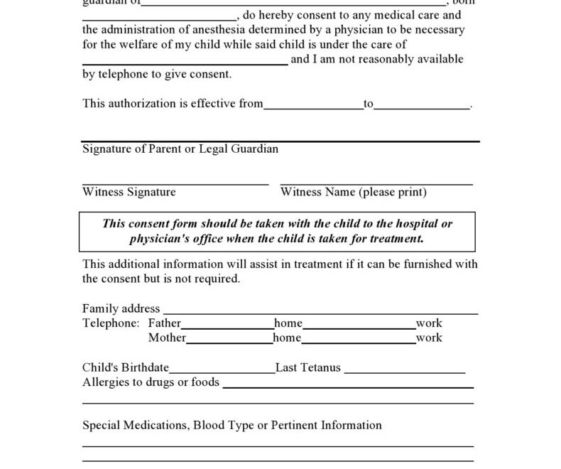 43 Printable Medical Consent Forms For Minor Free