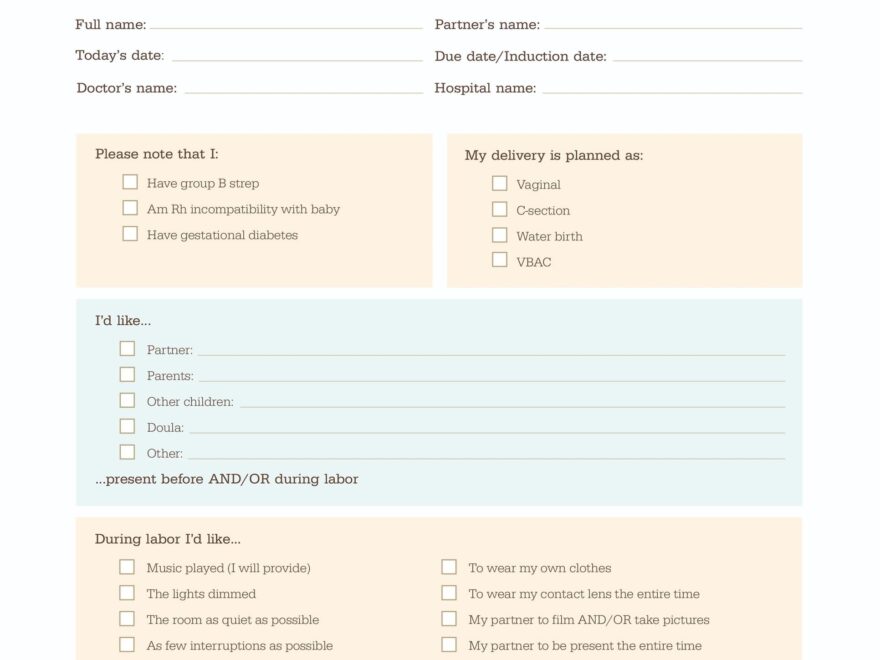 47 Printable Birth Plan Templates Birth Plan Checklist TemplateLab