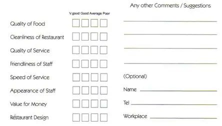 5 Restaurant Comment Card Templates Word Excel Formats