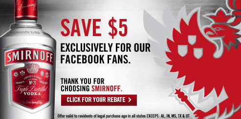  5 Smirnoff Vodka Rebate Facebook 