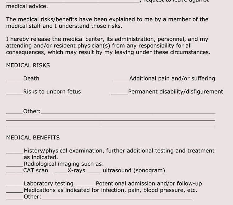 8 Free Against Medical Advice AMA Forms Word PDF
