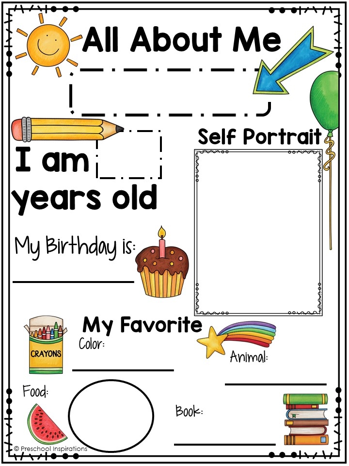 All About Me Free Printable For Kindergarten
