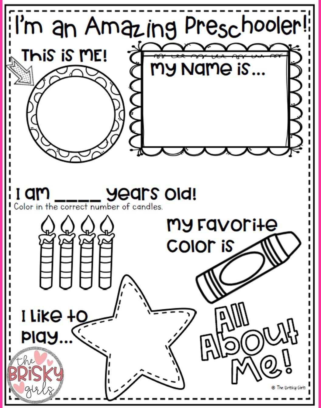 All About Me Free Printable For Kindergarten