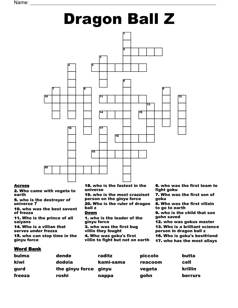 Anime Manga Crosswords Word Searches Bingo Cards WordMint