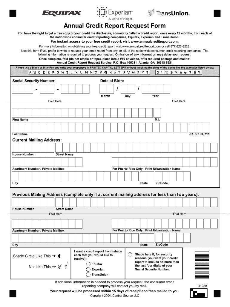 Annual Credit Report Request Form Online ReportForm