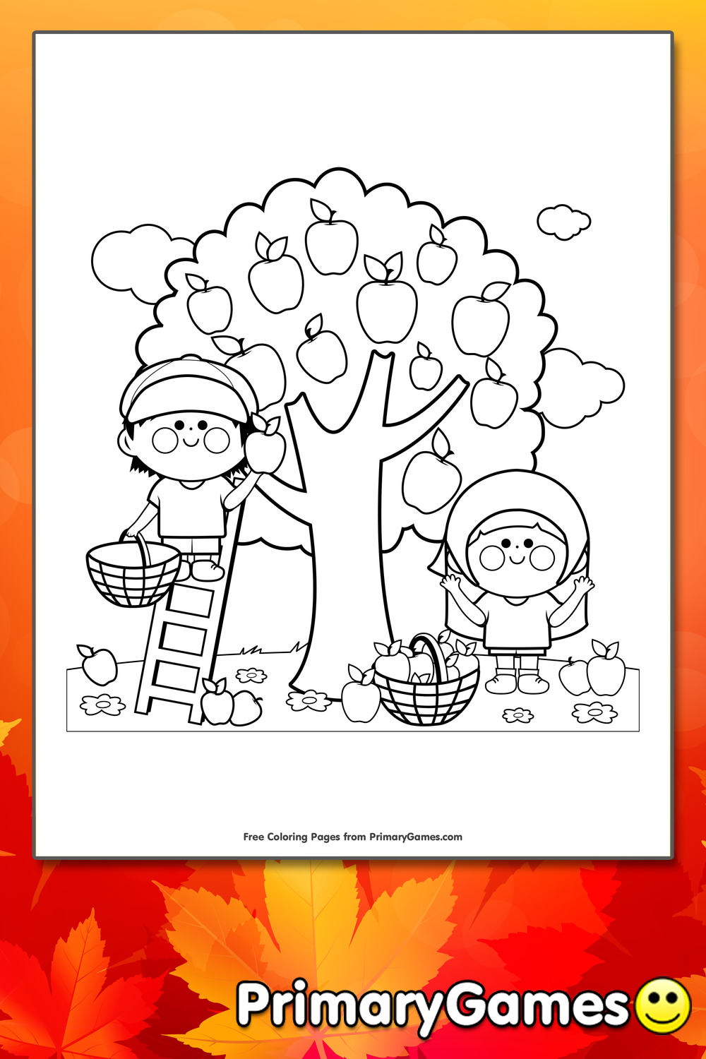Apple Picking Coloring Page