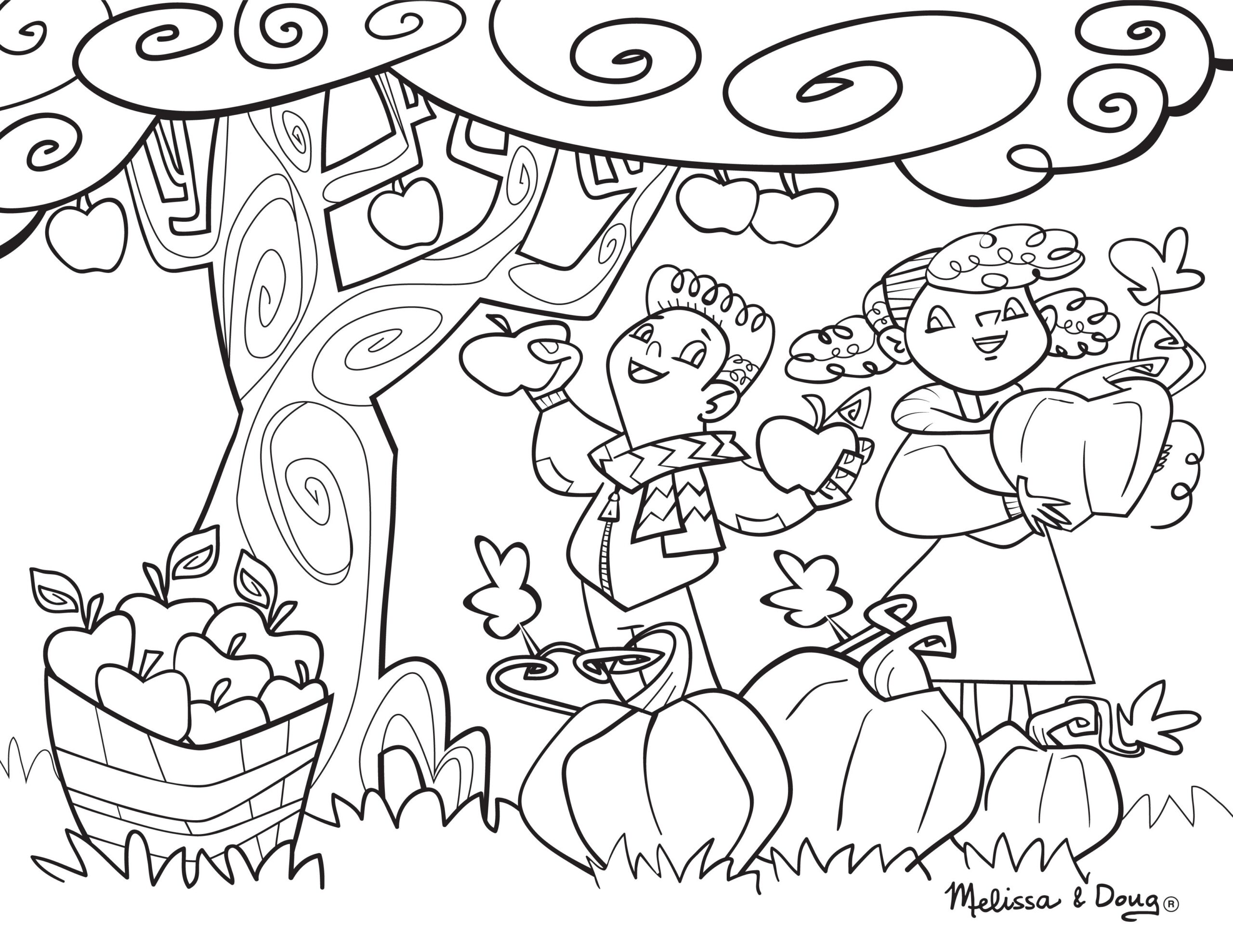 Apple Picking Coloring Printables