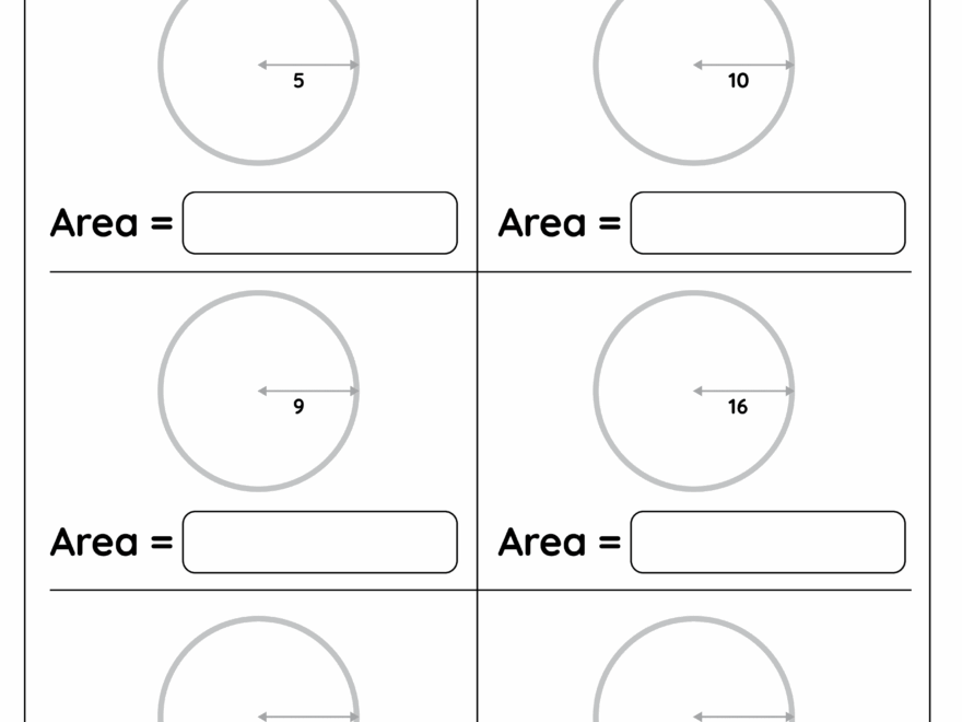Area Of A Circle Free Worksheet For Kids SKOOLGO