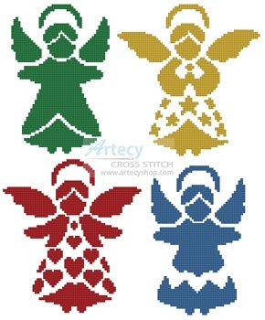 Artecy Cross Stitch Angel Silhouettes Cross Stitch Pattern To Print 