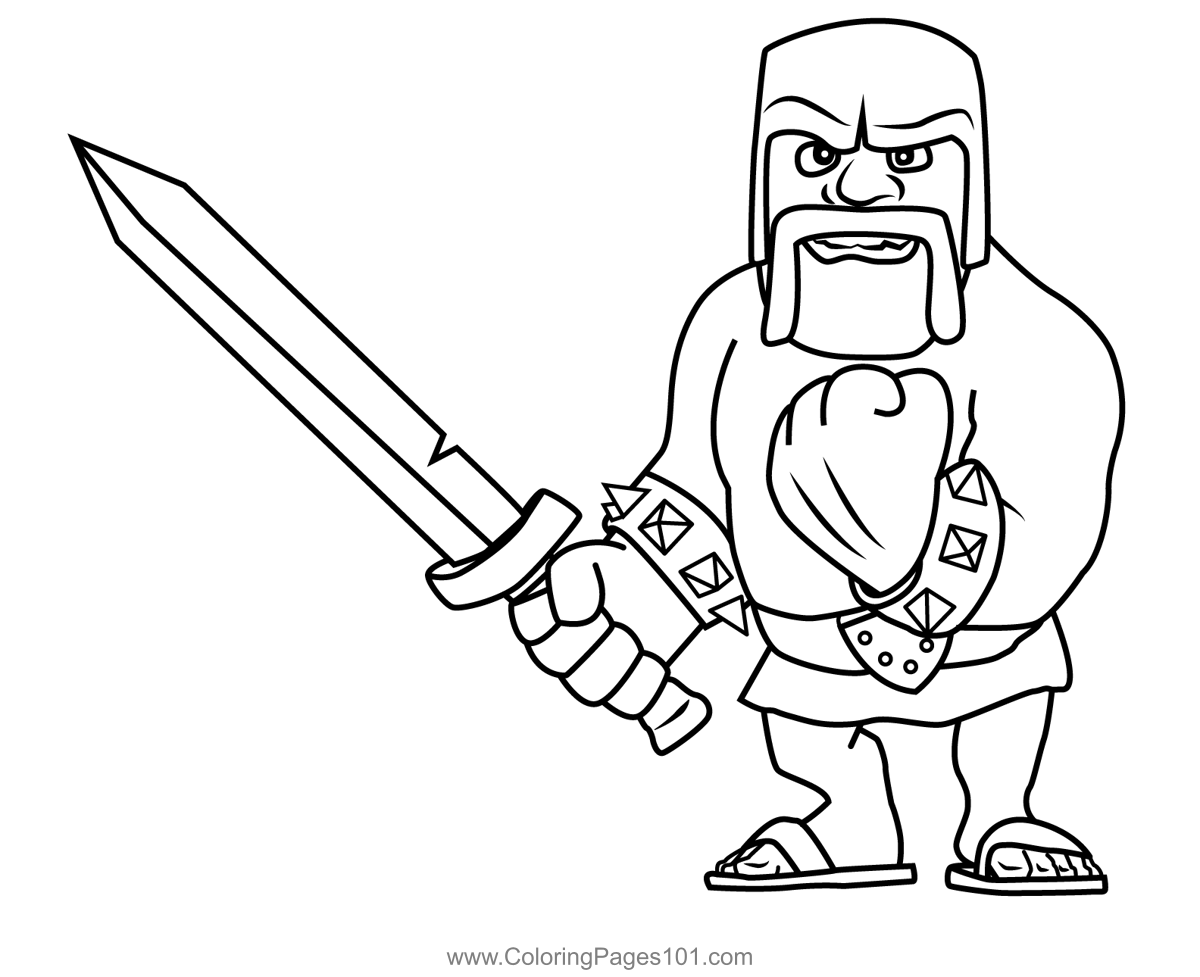 Barbarian Clash Of Clans Coloring Page For Kids Free Clash Of The 
