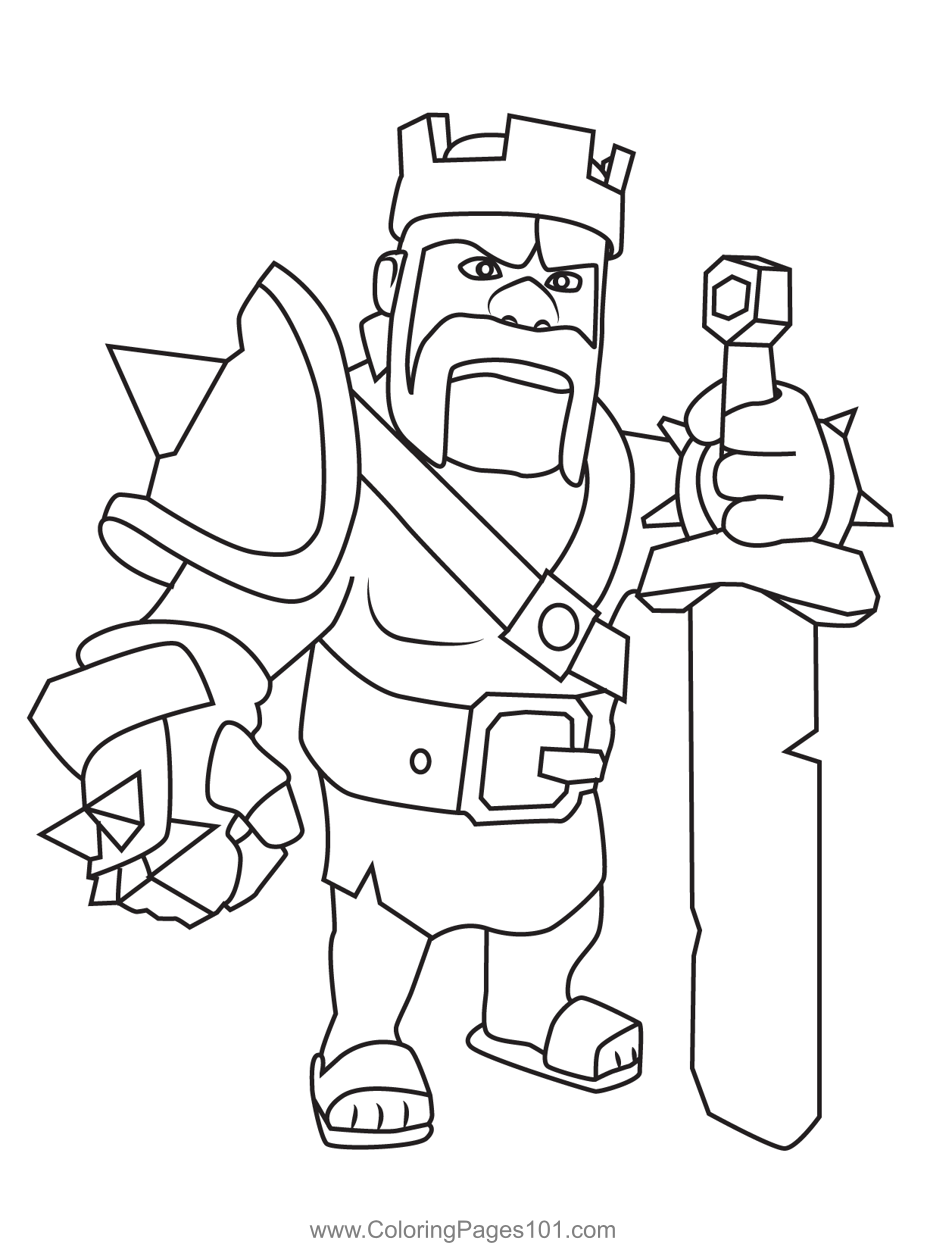 Barbarian King Clash Of Clans Coloring Page For Kids Free Clash Of 