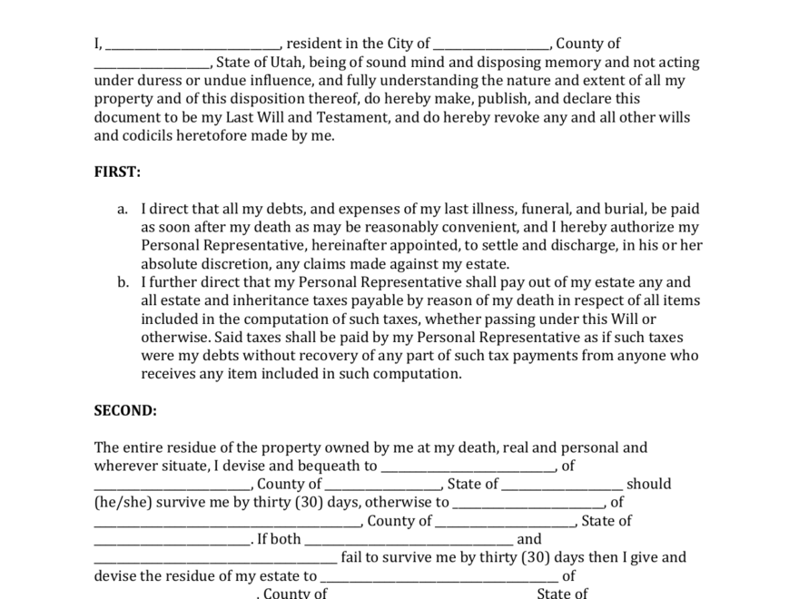 Best Website For Printable Last Will Forms Printable Forms Free Online