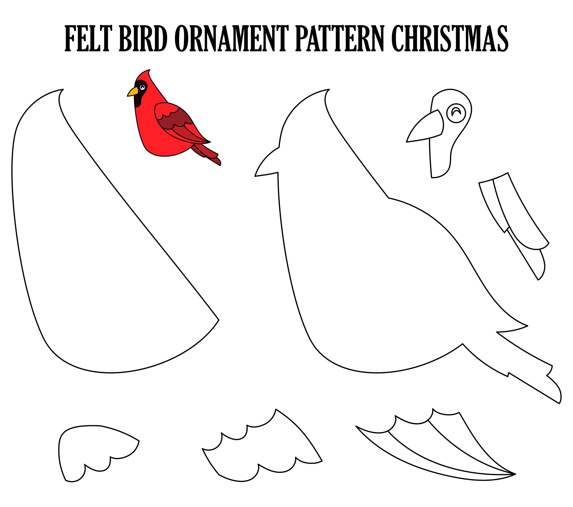 Bird Christmas Ornament Patterns 15 Free PDF Printables Printablee