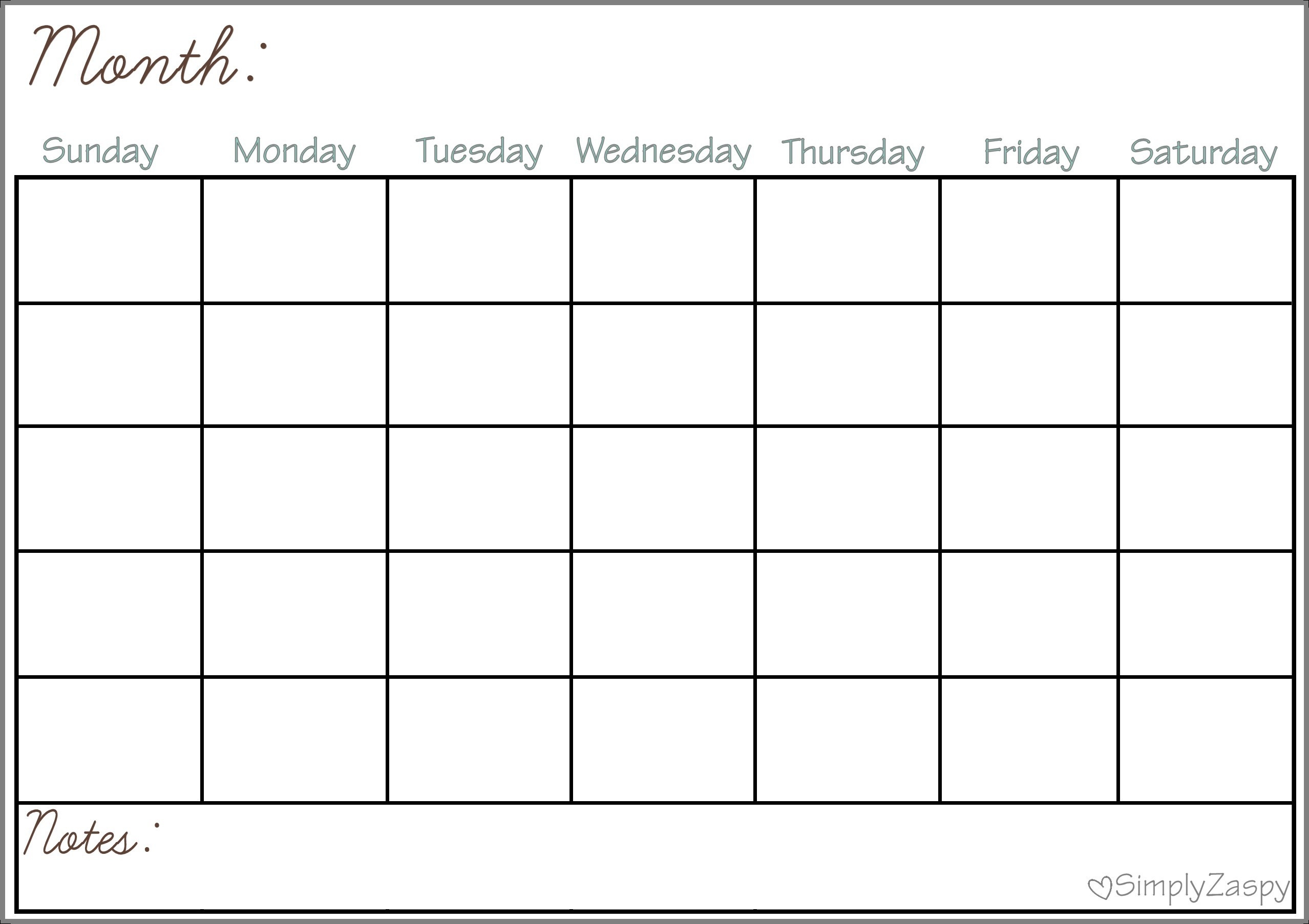 Blank Calendar Grid Printable Example Calendar Printable Printable 