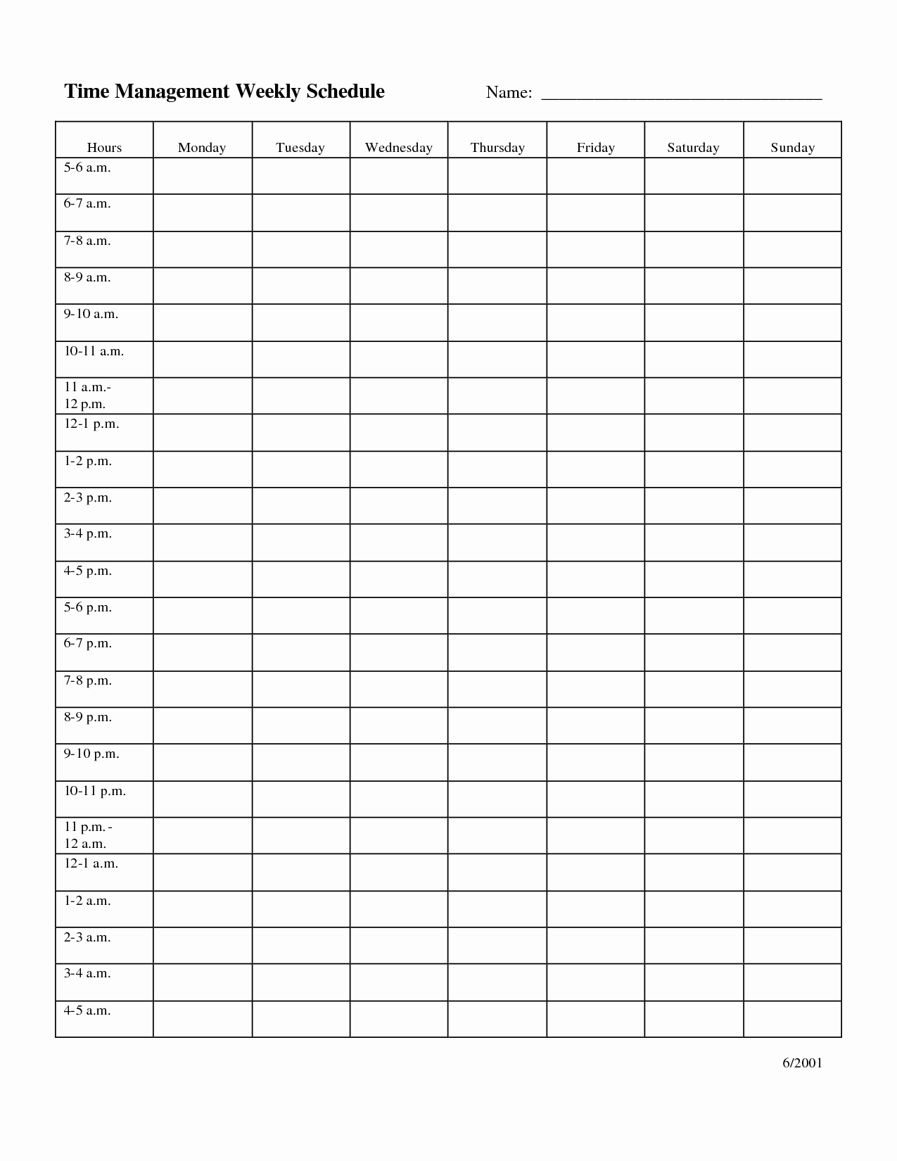 Blank Calendar With Time Slots