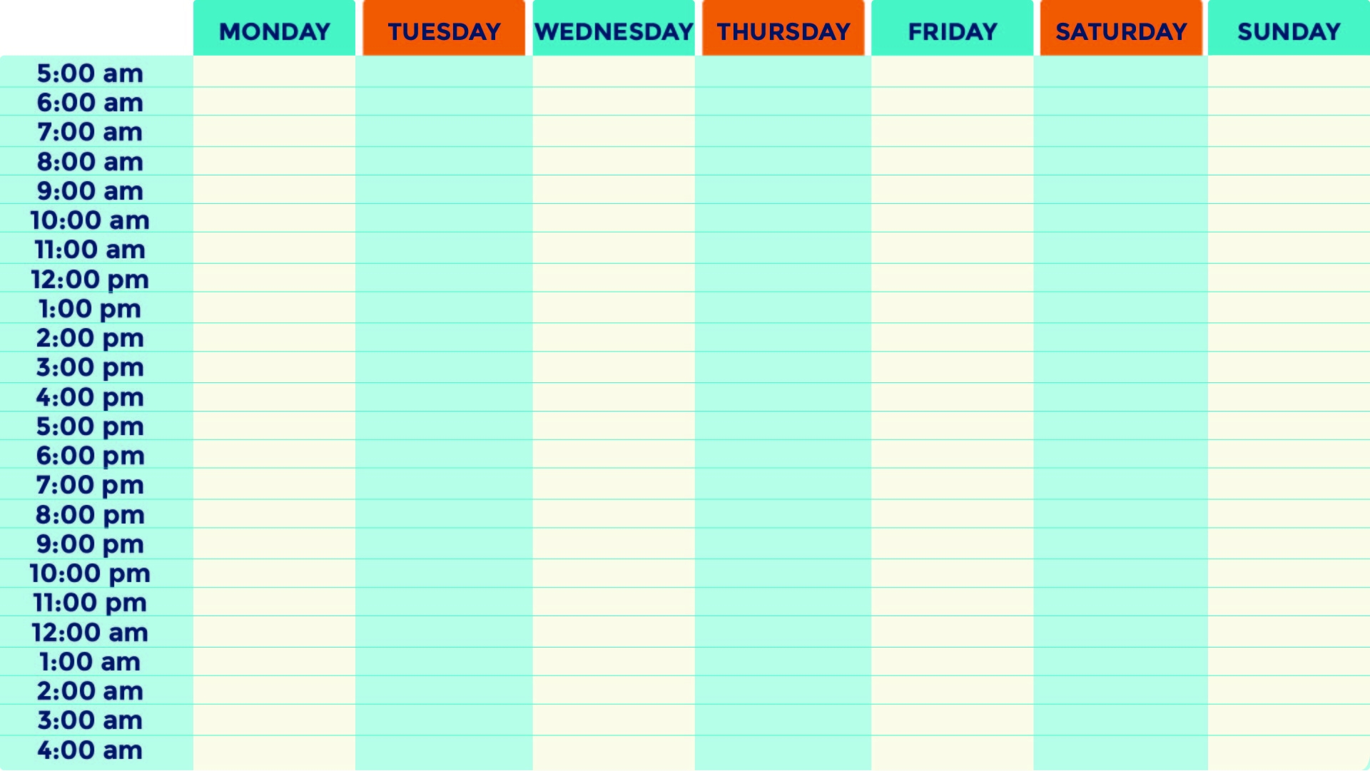 Printable Blank Calendar With Time Slots
