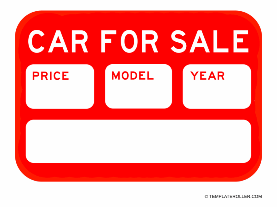 Car For Sale Sign Template Red Download Printable PDF Templateroller