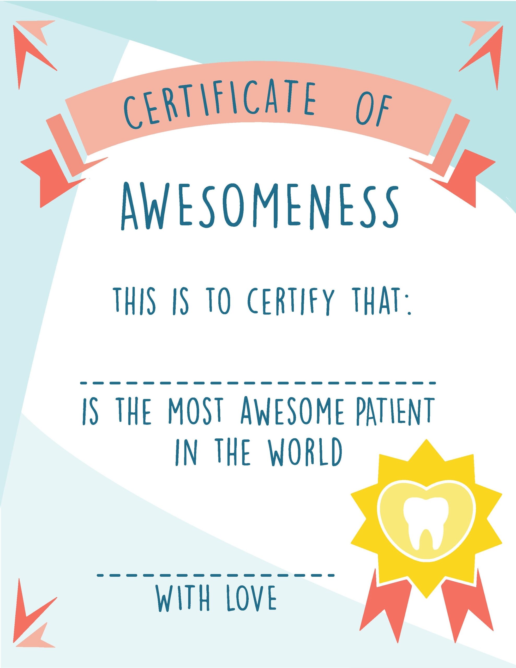 Certificate Of Awesomeness Best Patient Certificate Award Certificate 
