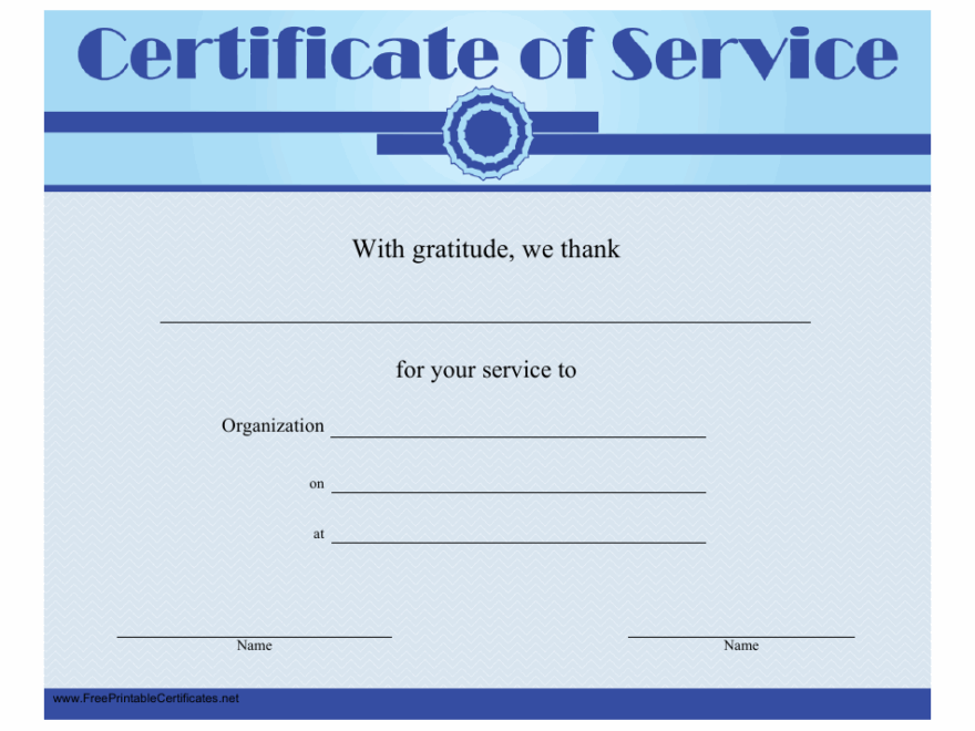 Certificate Of Service Template