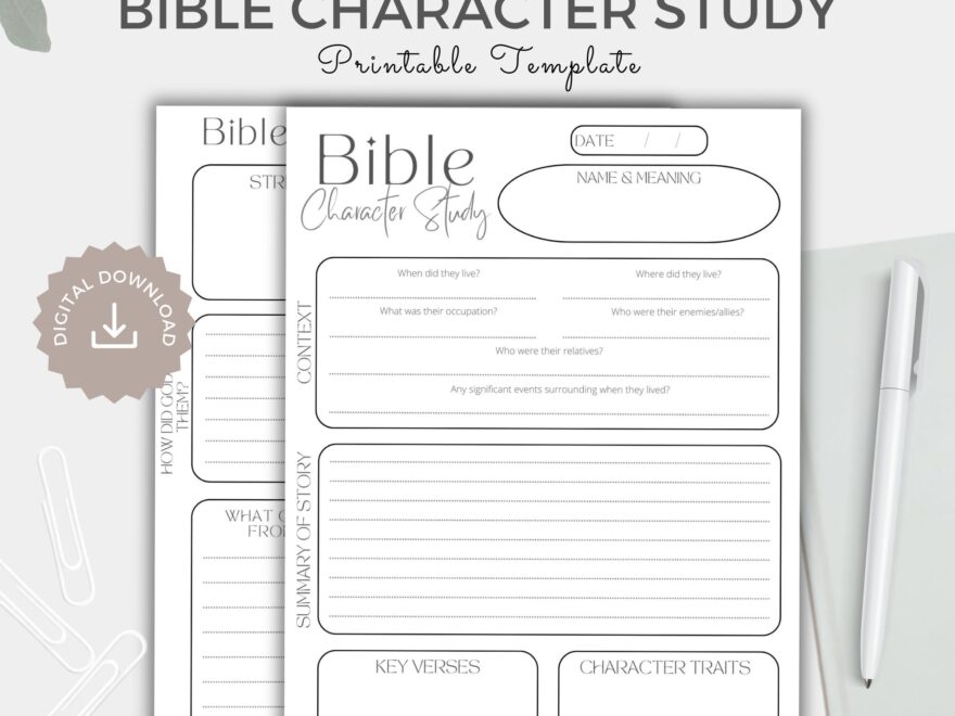 Character Bible Study Template Printable Bible Study Notes Etsy