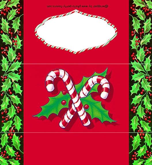 Christmas Candy Canes And Holly Candy Bar Wrapper Free Printable 