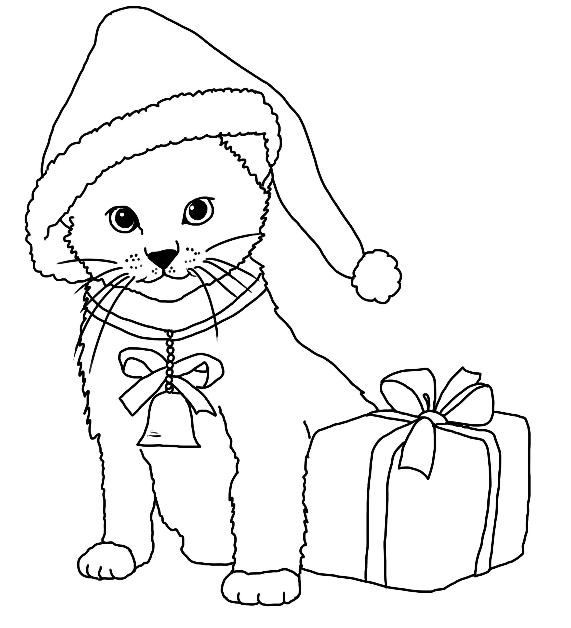 Christmas Dogs And Cats Coloring Pages