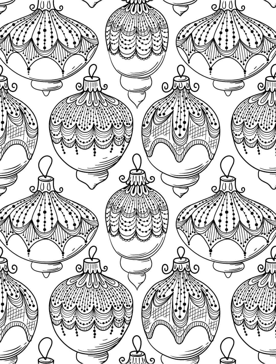 Christmas Ornaments Coloring Page For Adults Printable Printable 