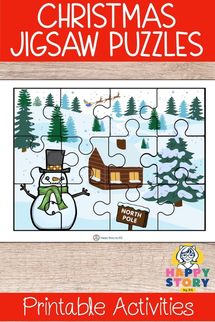 Christmas Puzzles Printable Activities 16 Set Holiday Christmas 
