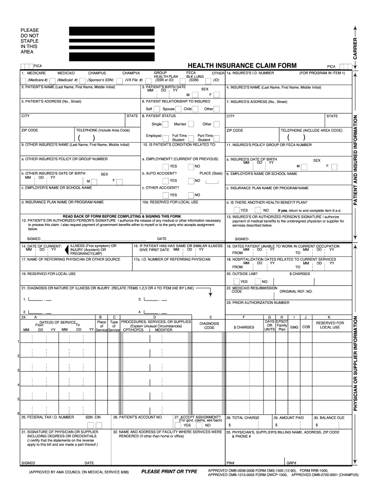 Cms 1500 Form Template Free Sample Example Format Template