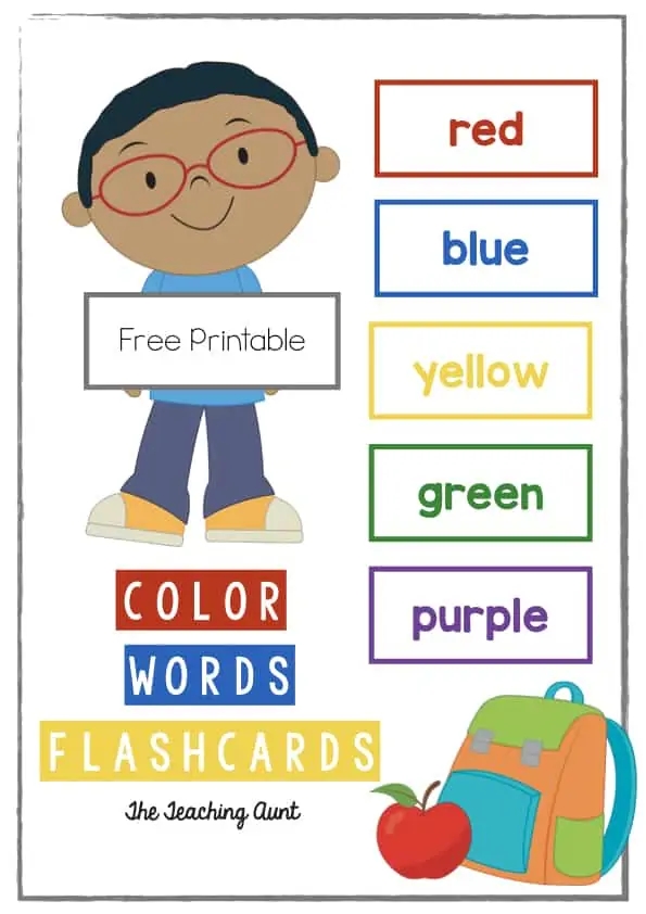 Color Words Flashcards Free Printable The Teaching Aunt
