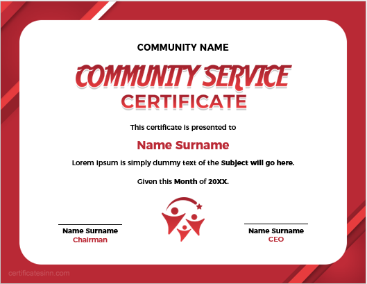 Social Services Printable Certificate