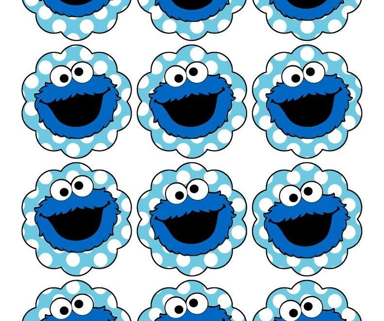 Cookie Monster Sticker Or Cupcake Topper Printable File 2 Inch Circle