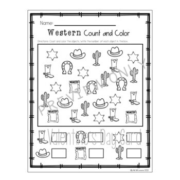 Cowboy Western Themed Printables For Preschool Kindergarten TpT