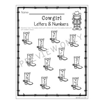 Cowboy Western Themed Printables For Preschool Kindergarten TPT