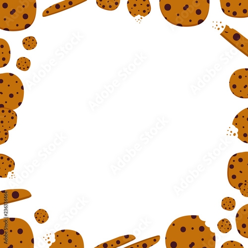 Cute Cartoon Style Vector Card Template Frame Border With Chocolate 