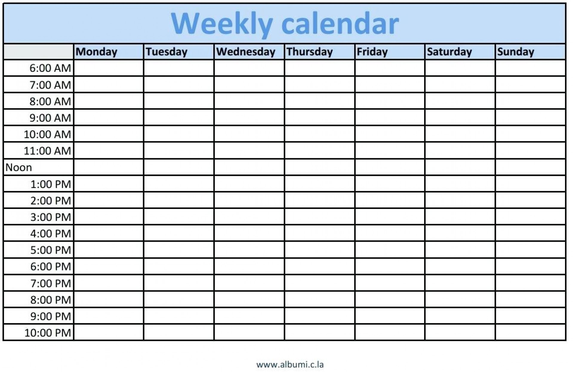 Daily Calendar With Time Slots Printable