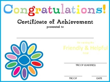 Daisy Girl Scouts Petal Award Certificate Printable Petals By Sparklet