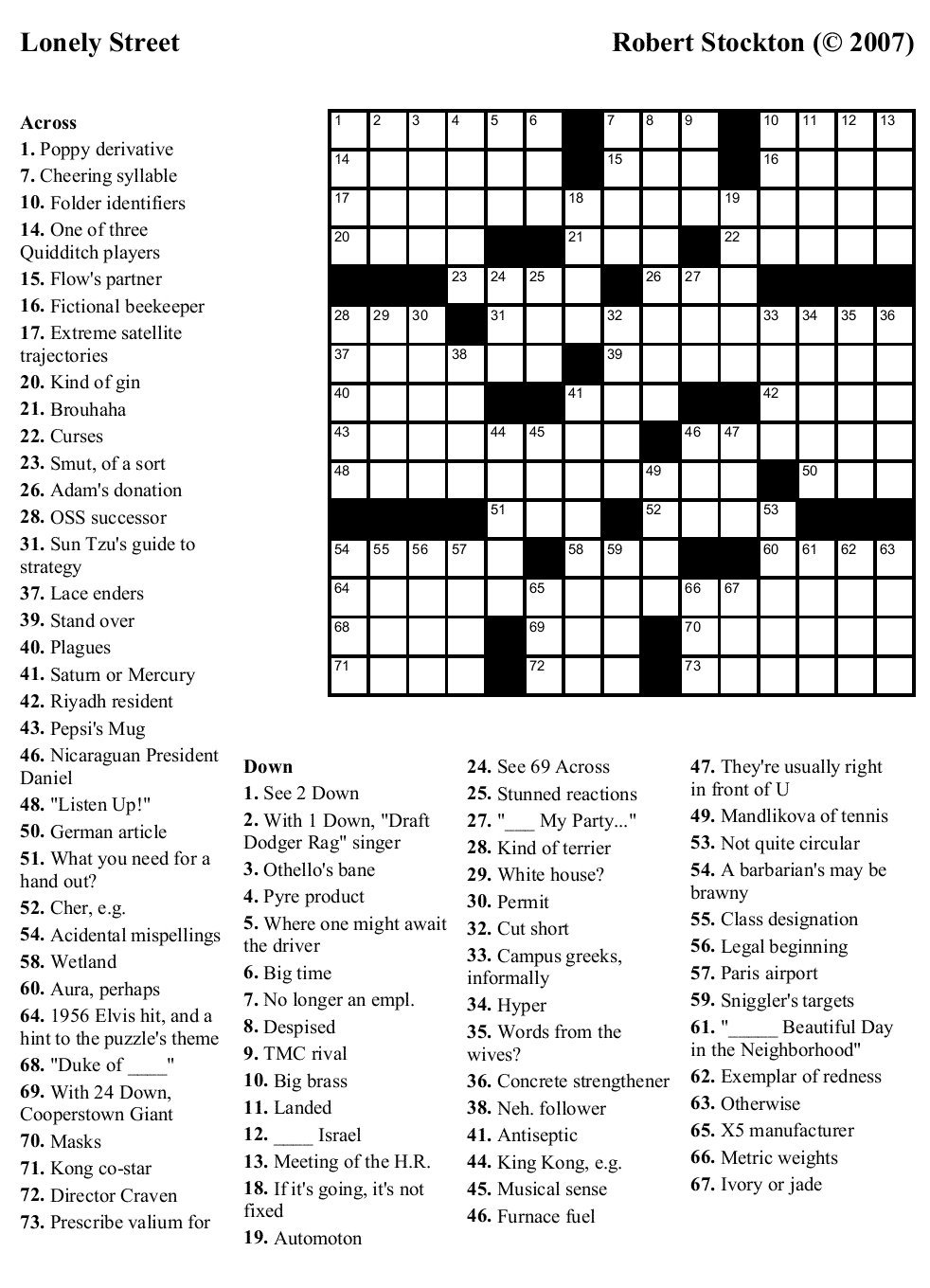 Printable Hard Crosswords For Seniors