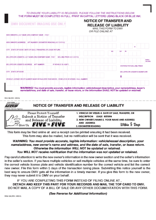 Dmv Release Of Liability Form California Printable Printable Forms 