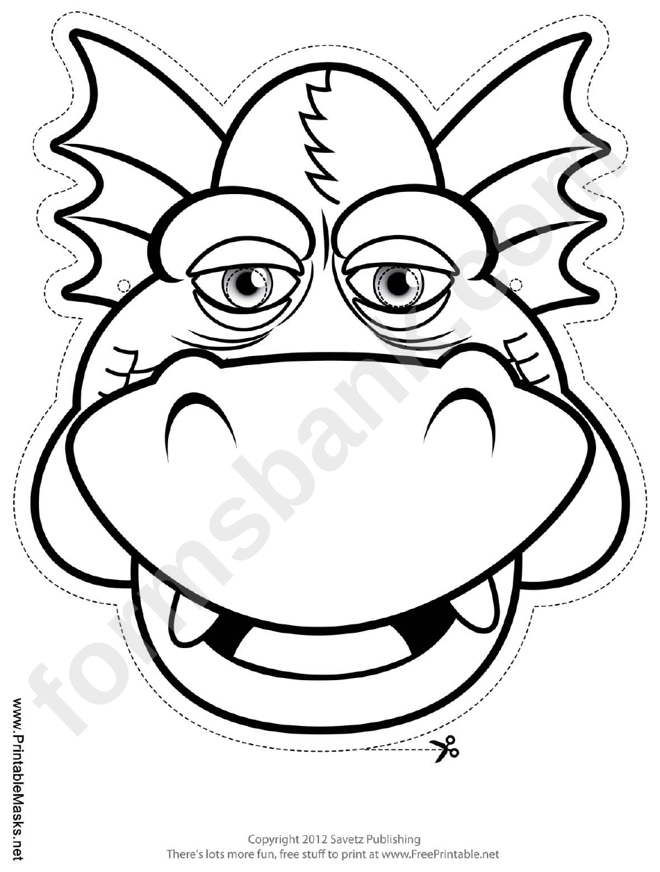 Dragon Smiling Outline Mask Template Printable Pdf Download