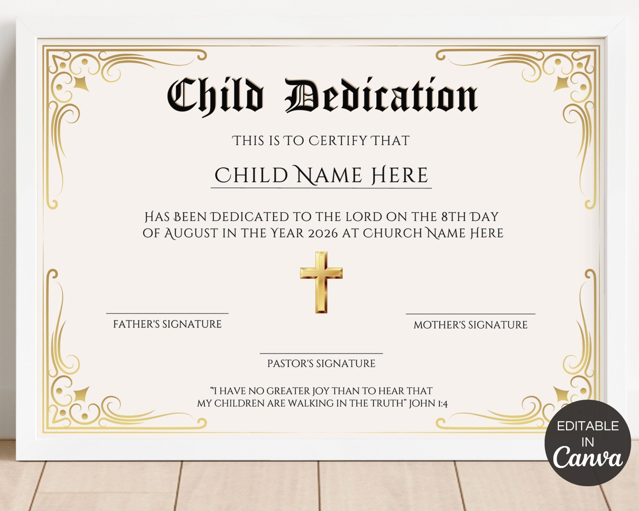 Baby Dedication Certificate Template Printable