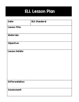 Free Printable Ell Lesson Plan Template