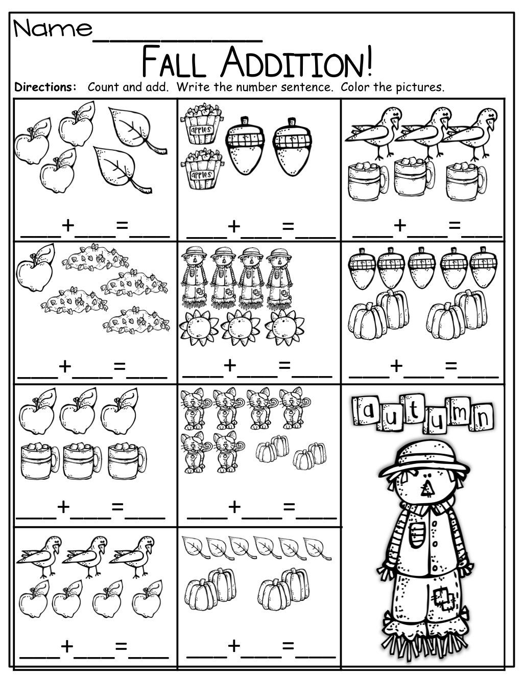Fall Math Activities For Kindergarten