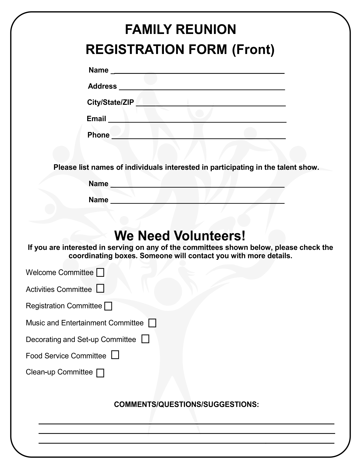 Family Reunion Forms 7 Free PDF Printables Printablee