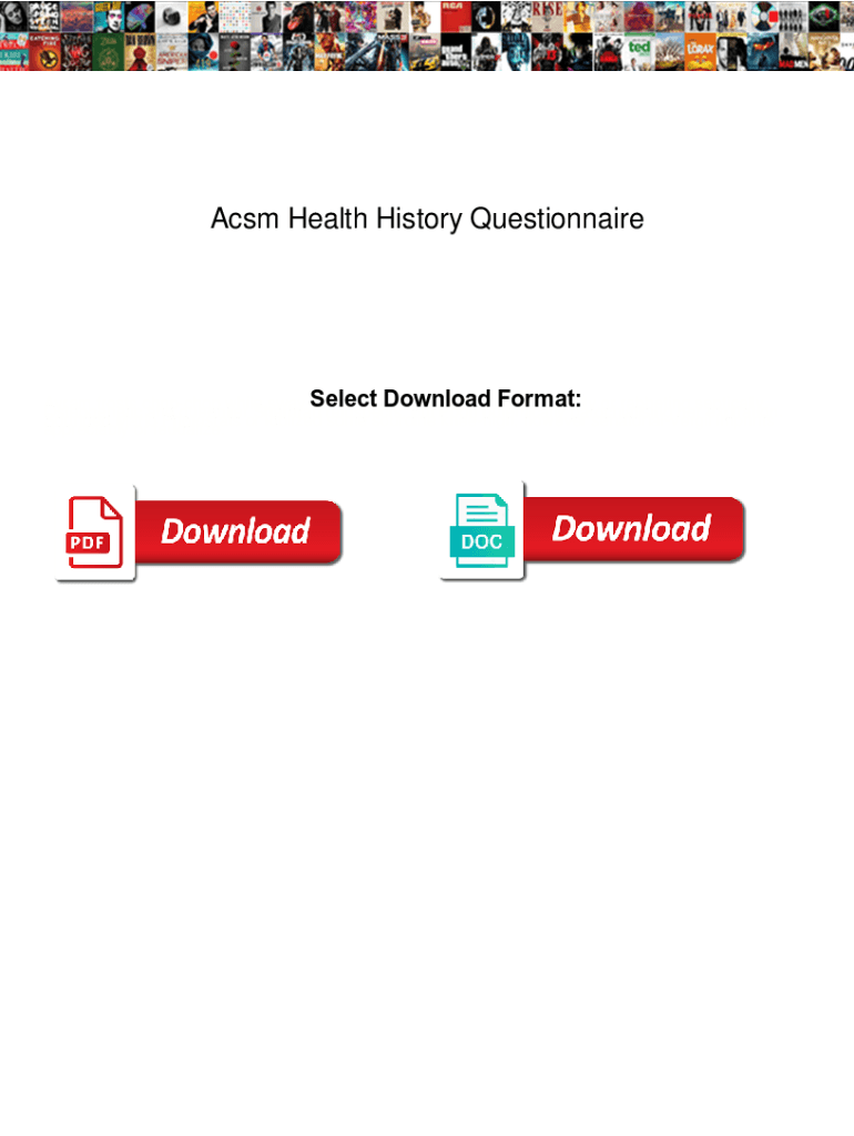 Fillable Online Acsm Health History Questionnaire Acsm Health History 