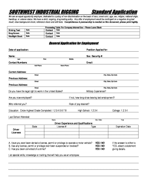Fillable Online Download Non cdl Application Southwest Industrial
