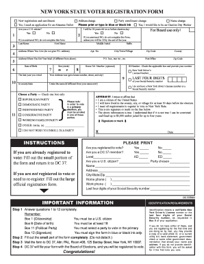 Fillable Online NEW YORK STATE VOTER REGISTRATION FORM DC 37 Fax
