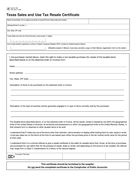 Fillable Texas Tax Exempt Form Printable Forms Free Online